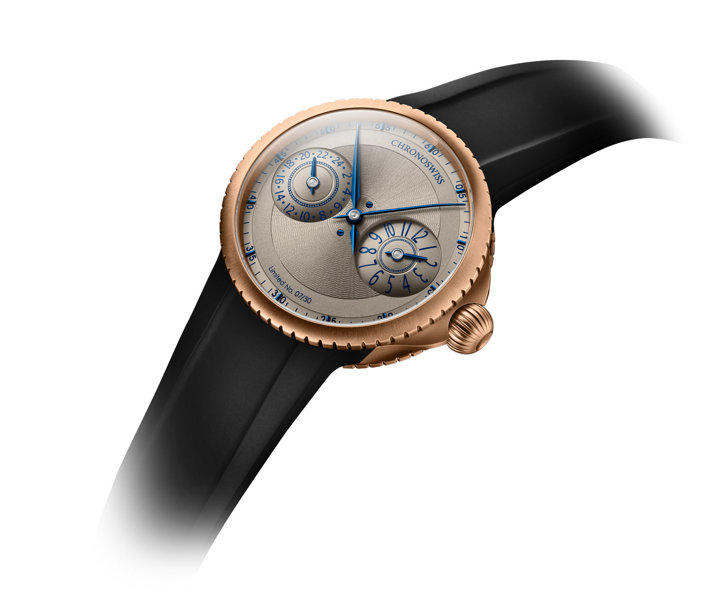 Chronoswiss Pulse GMT Frosted Guilloché Gold – Perspektivansicht bei Juwelier Krebber in Mönchengladbach-Rheydt