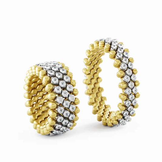 Serafino Consoli Multisize-Ring 5 Reihen Gelb- und Weißgold Diamanten Schmuck Juwelier Krebber Mönchengladbach-Rheydt
