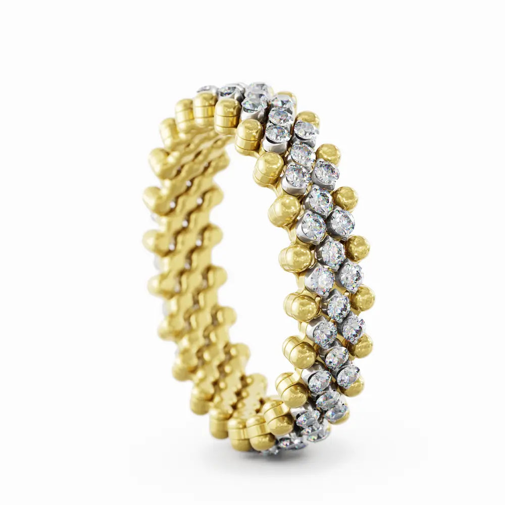 Serafino Consoli Multisize-Ring 5 Reihen Gelb- und Weißgold Diamanten Schmuck Juwelier Krebber Mönchengladbach-Rheydt