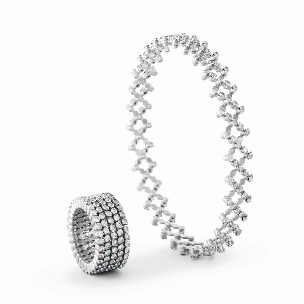 Serafino Ring-Armband 5 Reihen Weißgold Diamanten Schmuck Juwelier Krebber Mönchengladbach-Rheydt