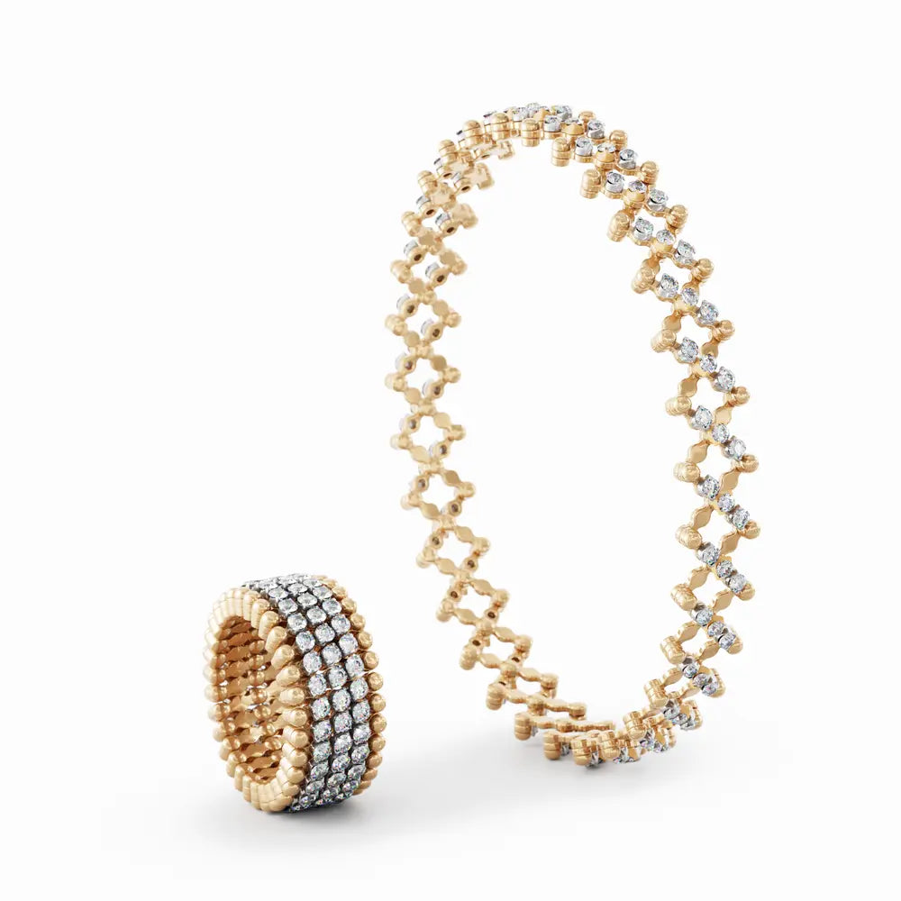 Serafino Ring-Armband 5 Reihen Rosé- und Weißgold Diamanten Schmuck Juwelier Krebber Mönchengladbach-Rheydt