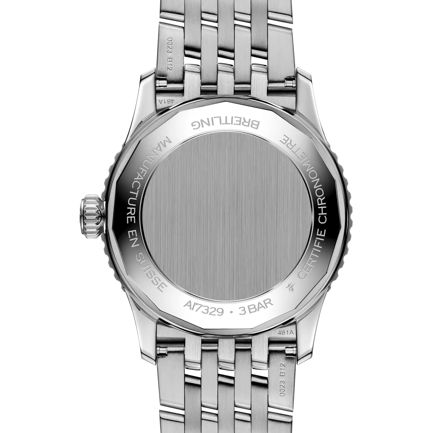 Breitling Navitimer Automatic 41 mm A17329161C1A1 – Detailansicht der Gehäuseboden-Gravur bei Juwelier Krebber in Mönchengladbach-Rheydt