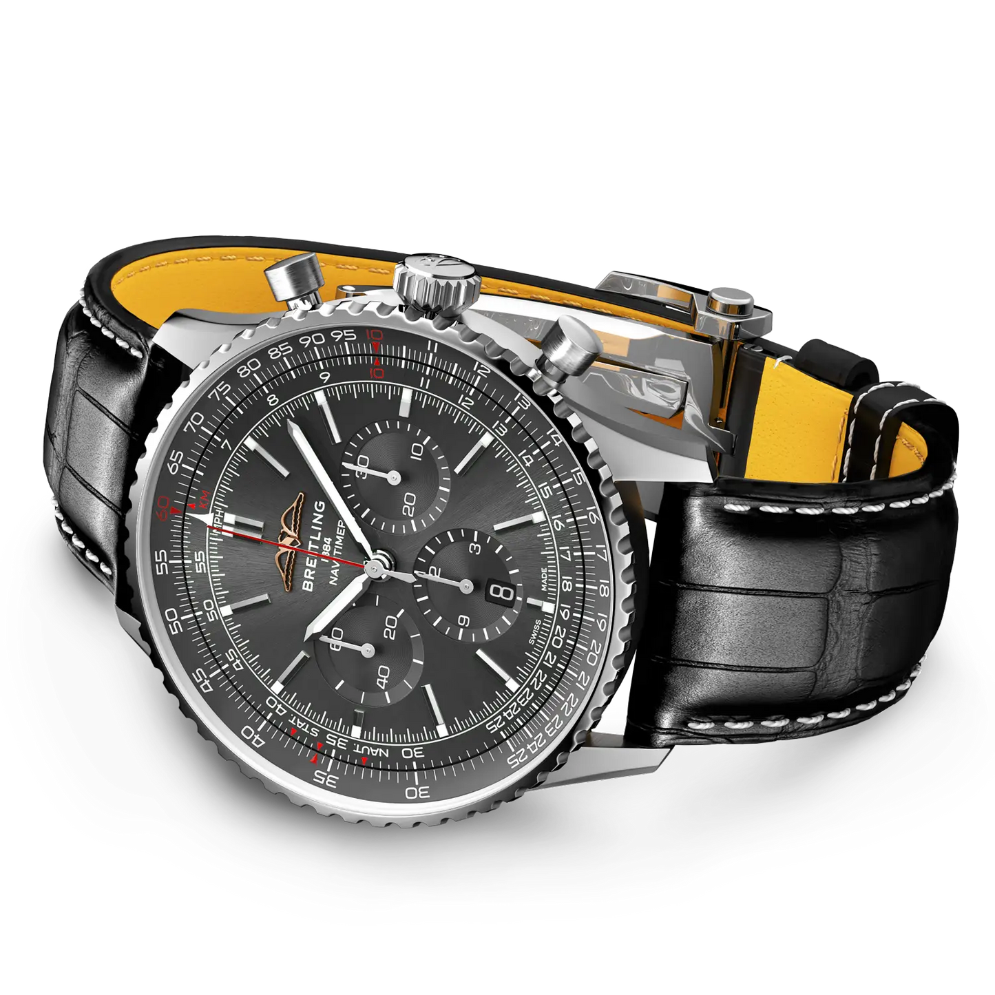 Breitling Navitimer B01 Chronograph 46 mm AB01376A1B1P1 – Ansicht von Gehäuse und Armband bei Juwelier Krebber in Mönchengladbach-Rheydt