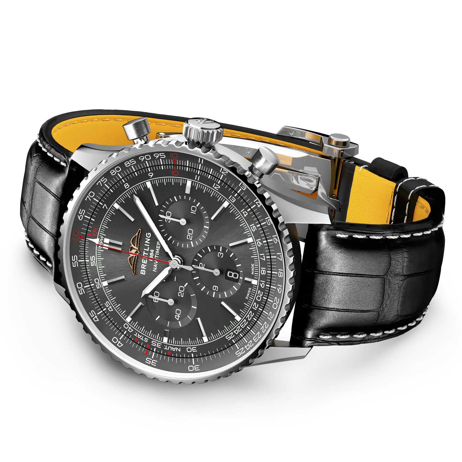 Breitling Navitimer B01 Chronograph 46 mm AB01376A1B1P1 – Ansicht von Gehäuse und Armband bei Juwelier Krebber in Mönchengladbach-Rheydt