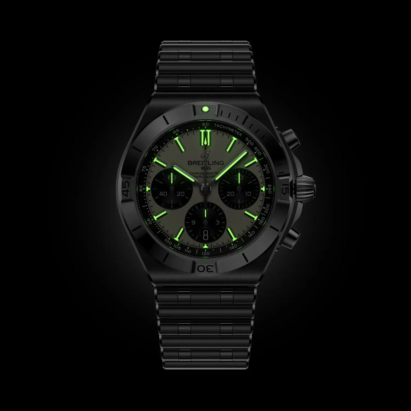 Chronomat B01 Chronograph 42 mm AB0158101A1A1 – Ansicht der Leuchtanzeige bei Juwelier Krebber in Mönchengladbach-Rheydt