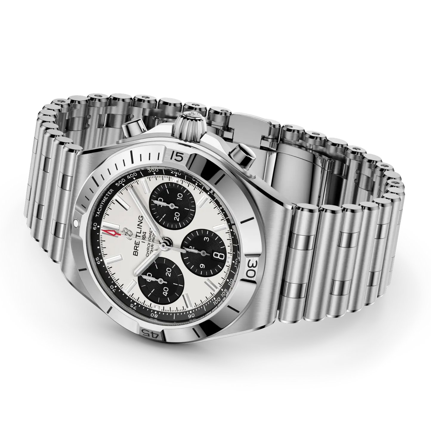 Chronomat B01 Chronograph 42 mm AB0158101A1A1 – Ansicht von Gehäuse und Armband bei Juwelier Krebber in Mönchengladbach-Rheydt