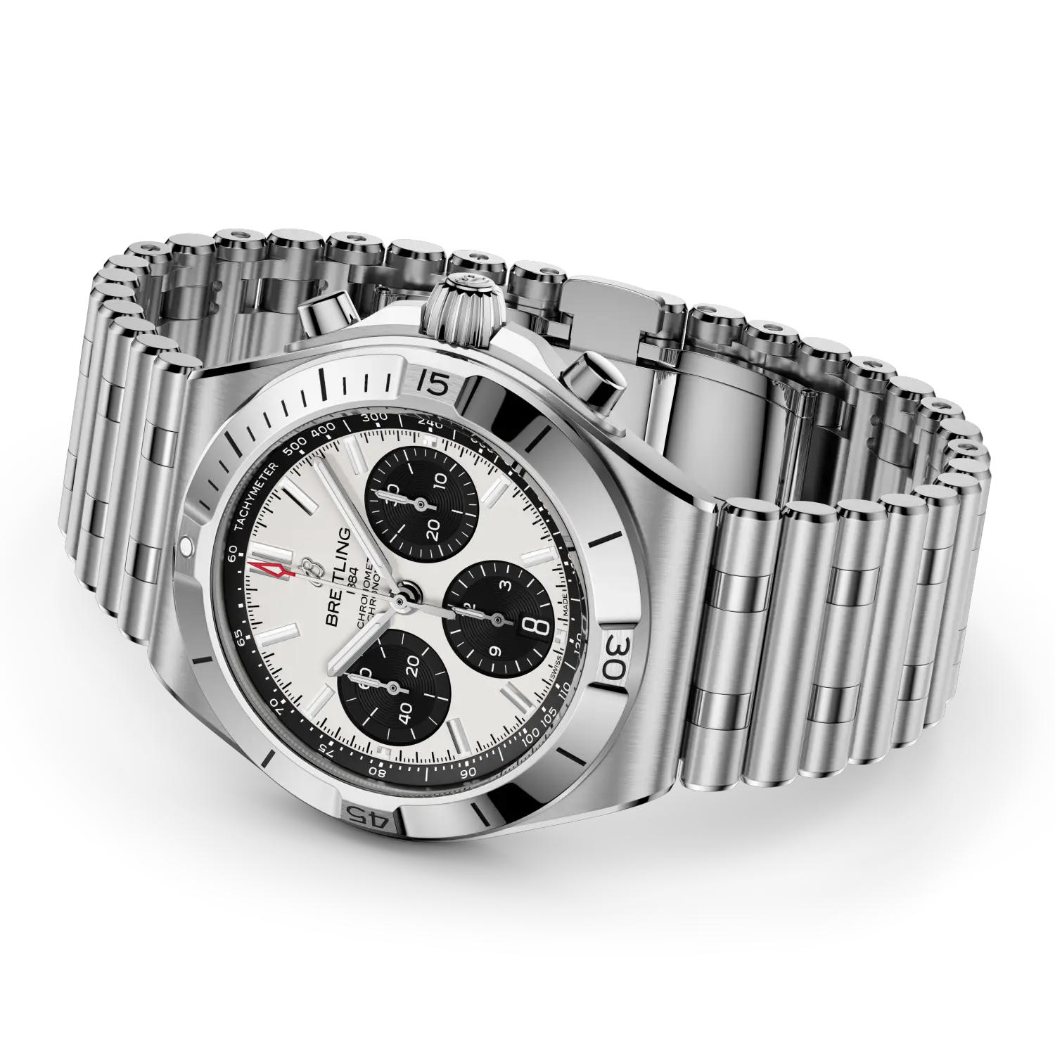 Chronomat B01 Chronograph 42 mm AB0158101A1A1 – Ansicht von Gehäuse und Armband bei Juwelier Krebber in Mönchengladbach-Rheydt