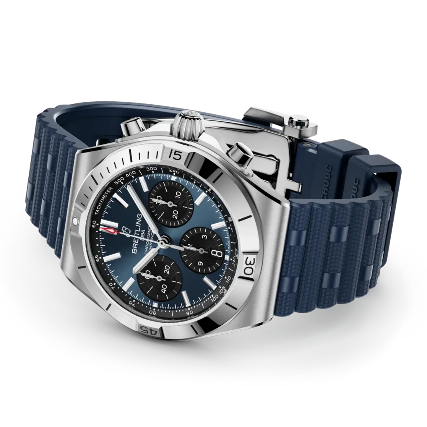 Breitling Chronomat B01 Chronograph 42 mm AB0158101C1S1 – Ansicht von Gehäuse und Armband bei Juwelier Krebber in Mönchengladbach-Rheydt
