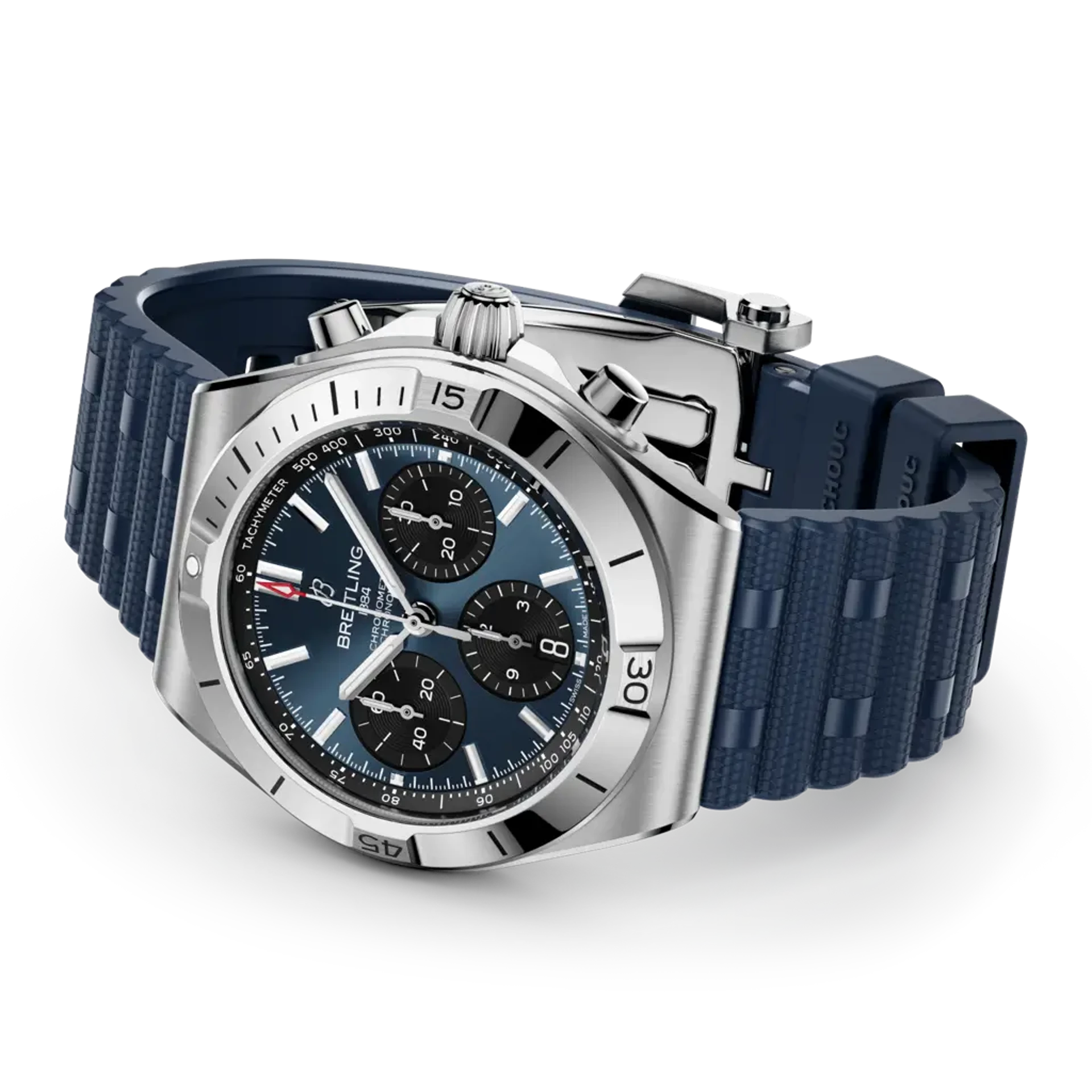 Breitling Chronomat B01 Chronograph 42 mm AB0158101C1S1 – Ansicht von Gehäuse und Armband bei Juwelier Krebber in Mönchengladbach-Rheydt