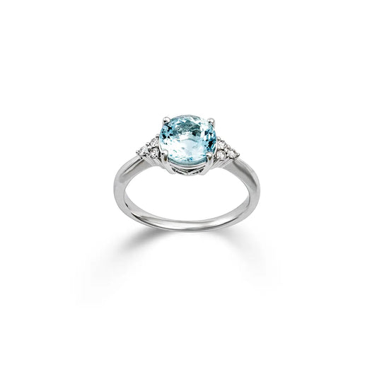 Aquamarin-Ring aus 750er Weißgold mit Brillanten – eleganter Damenring im Schmuck-Set bei Juwelier Krebber in Mönchengladbach-Rheydt