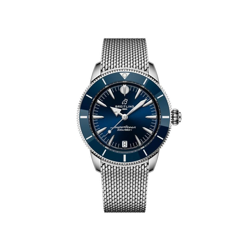 Breitling Superocean Heritage Automatic 36 mm mit blauem Zifferblatt und Edelstahlarmband bei Juwelier Krebber in Mönchengladbach-Rheydt