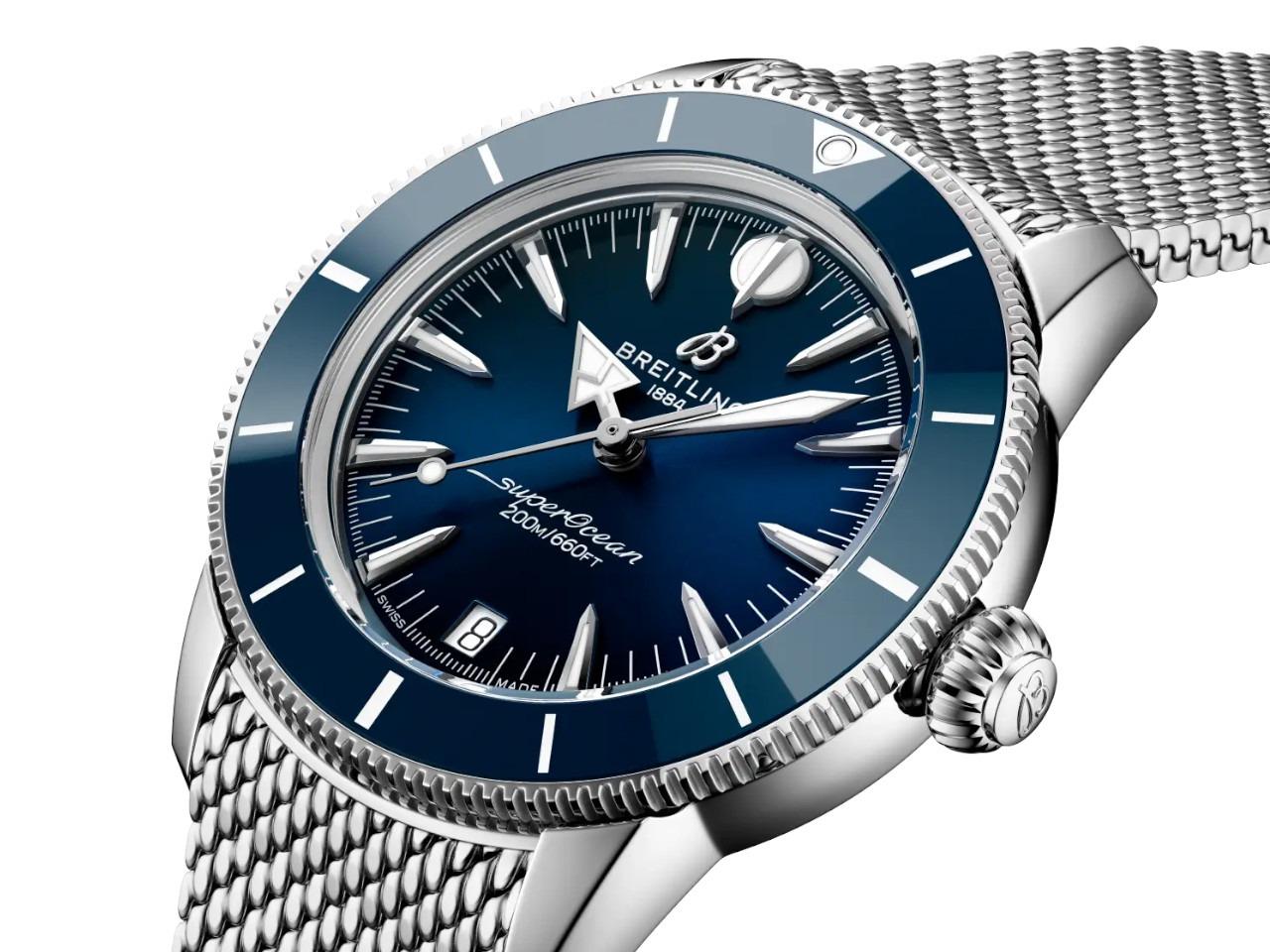 Breitling Superocean Heritage Automatic 36 mm mit blauem Zifferblatt und Edelstahlarmband bei Juwelier Krebber in Mönchengladbach-Rheydt