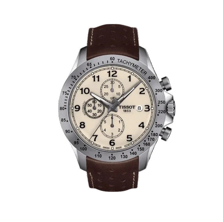 Tissot V8 Automatic Chronograph, Zifferblatt Beige, Referenz T106.427.16.042.00, bei Juwelier Krebber in Mönchengladbach-Rheydt