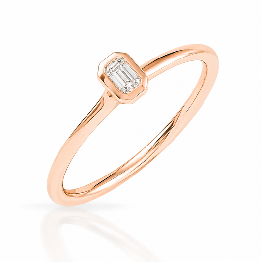 Krebber Essentials Verlobungsring Schmuck aus 18K Gold mit 0,18 ct Diamant im Emerald Cut