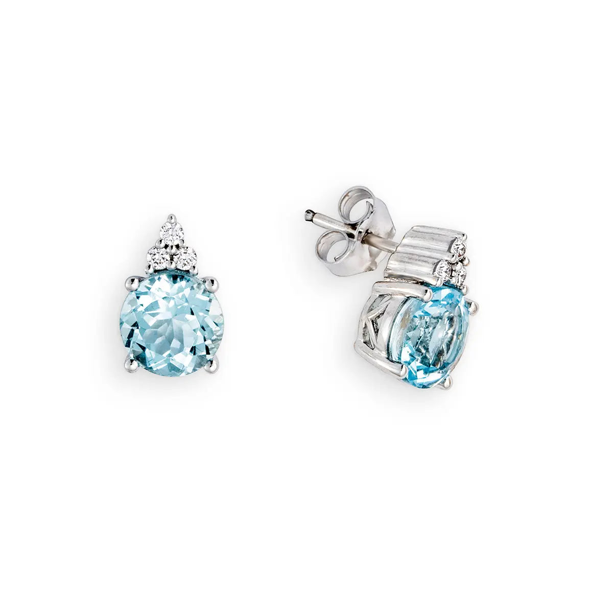 Aquamarin-ohrstecker aus 750er Weißgold mit Brillanten – eleganter Damenring im Schmuck-Set bei Juwelier Krebber in Mönchengladbach-Rheydt