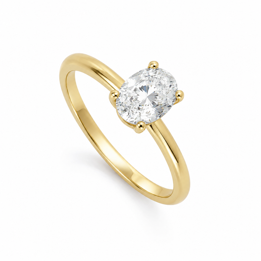 Krebber Essentials - Solitär-Verlobungsring mit 1 Karat ovalem Diamanten