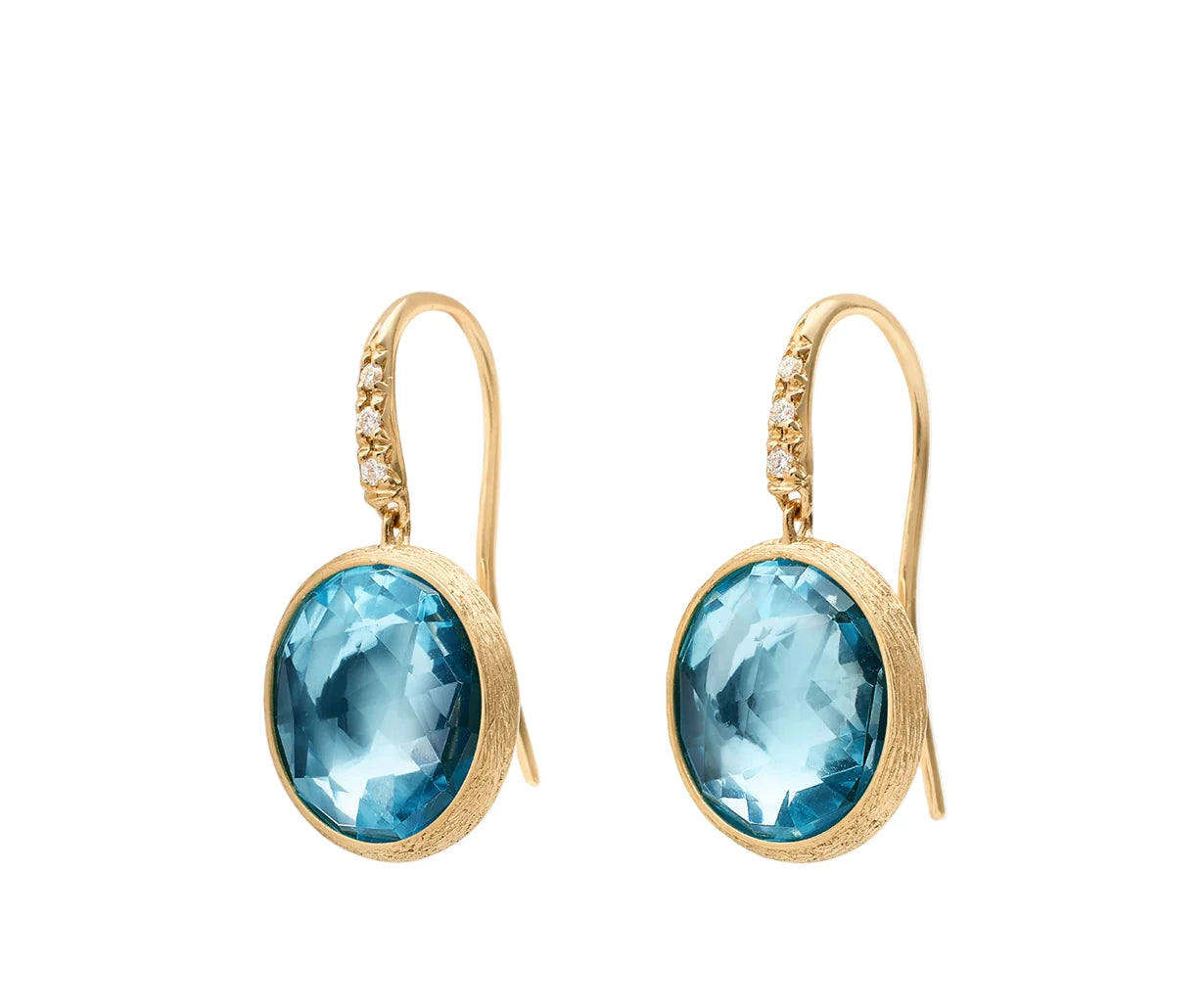 Marco Bicego Hakenohrring aus Gold mit blauem Topas und Diamanten  Juwelier Krebber Rheydt