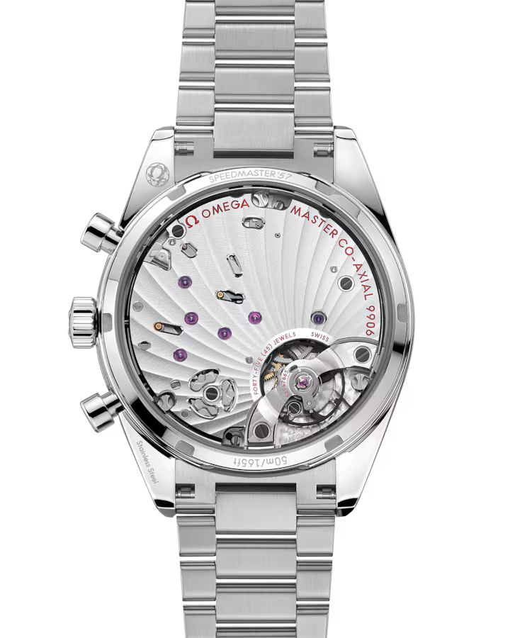 Omega Speedmaster '57 40,5 mm Herrenuhr Rückansicht Referenz 332.10.41.51.10.001 bei Juwelier Krebber in Mönchengladbach-Rheydt