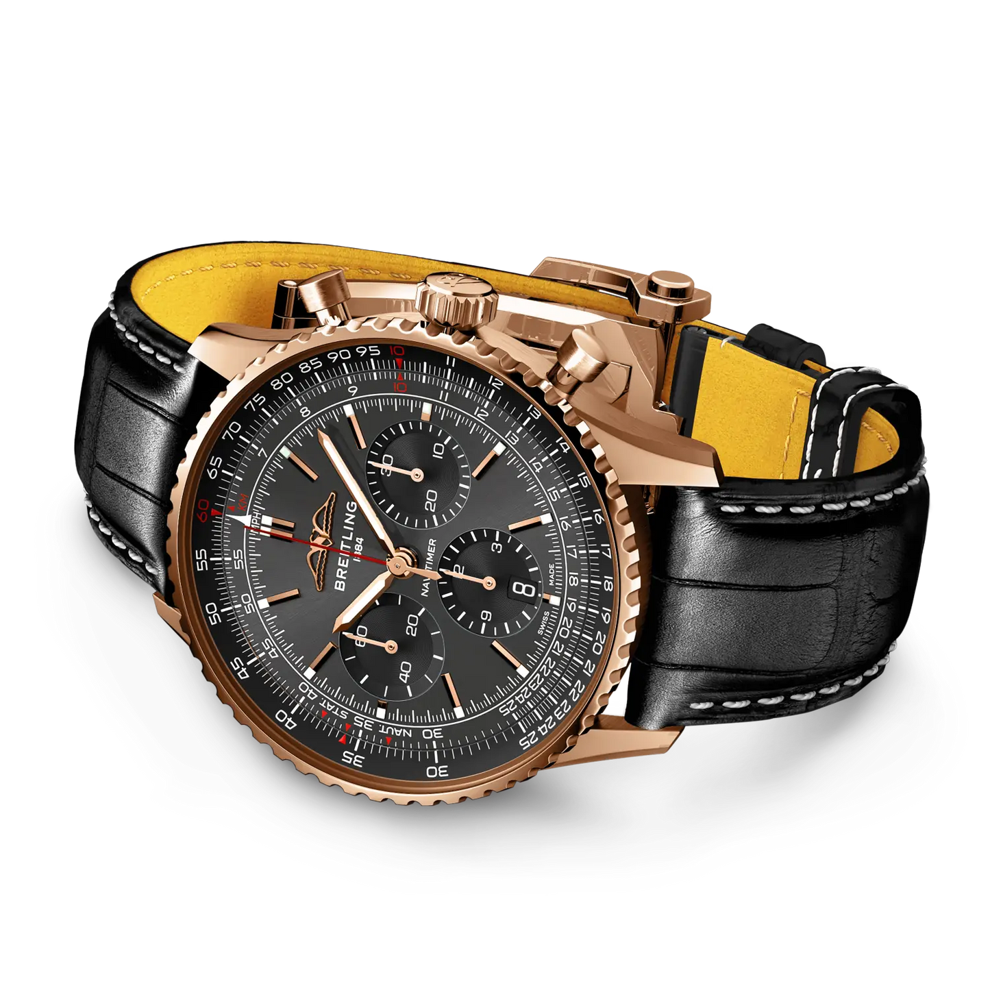Breitling Navitimer B01 Chronograph 43 mm RB0138A11B1P1 – Ansicht von Gehäuse und Armband bei Juwelier Krebber in Mönchengladbach-Rheydt