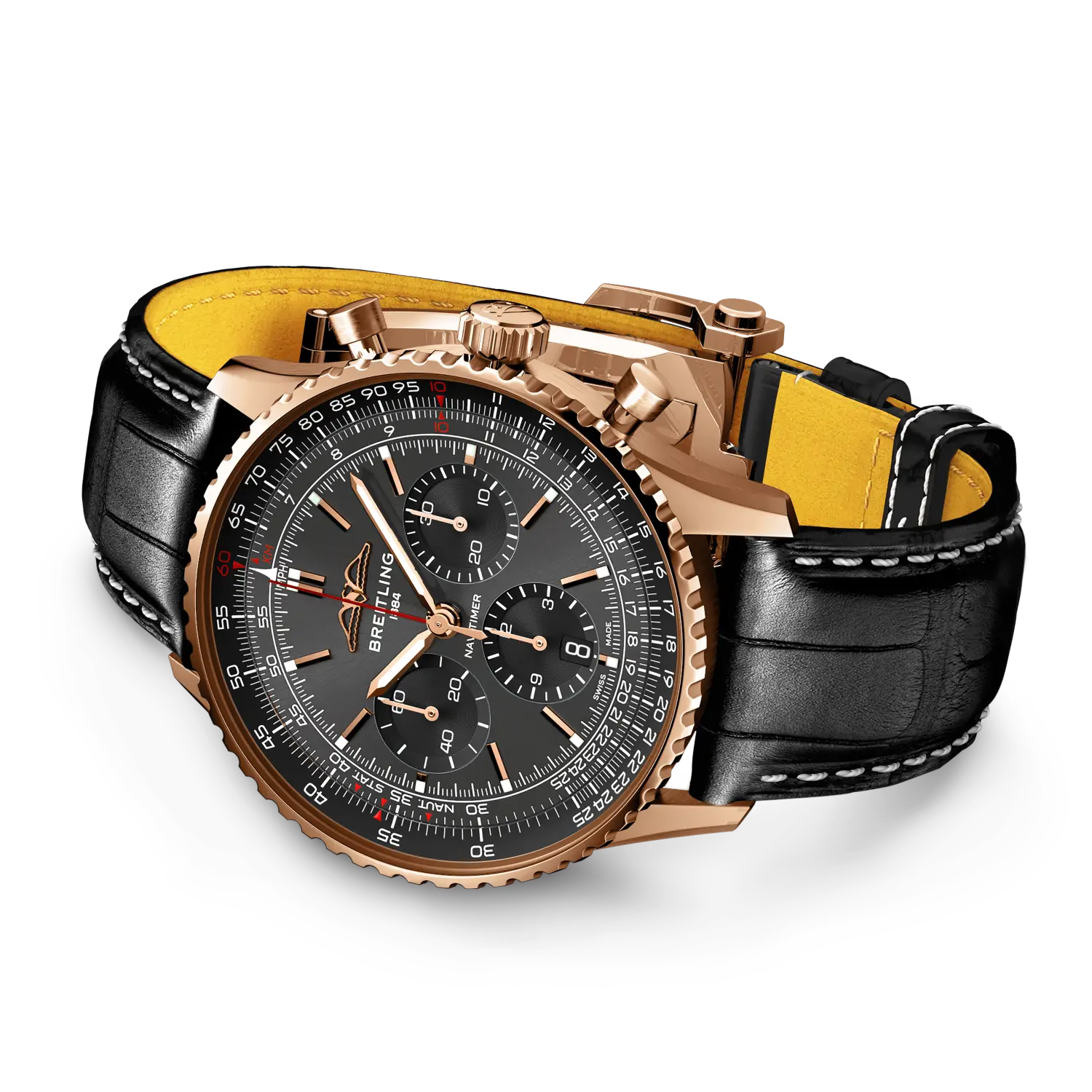 Breitling Navitimer B01 Chronograph 43 mm RB0138A11B1P1 – Ansicht von Gehäuse und Armband bei Juwelier Krebber in Mönchengladbach-Rheydt