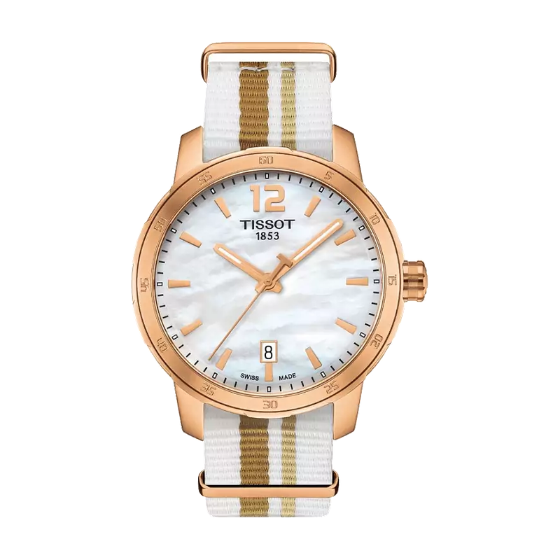 Tissot Quickster, Zifferblatt Perlmutt, Referenz T095.410.37.117.00, bei Juwelier Krebber in Mönchengladbach-Rheydt