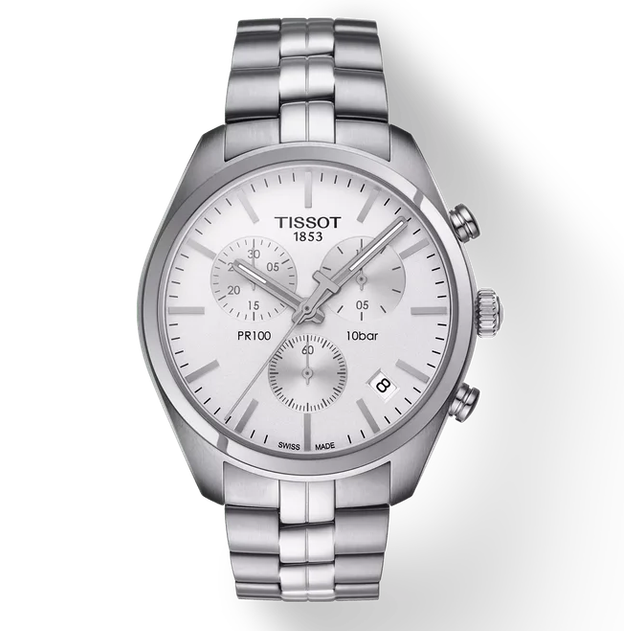 Tissot PR 100 Chronograph, Zifferblatt Weiß, Referenz T101.417.11.031.001, bei Juwelier Krebber in Mönchengladbach-Rheydt