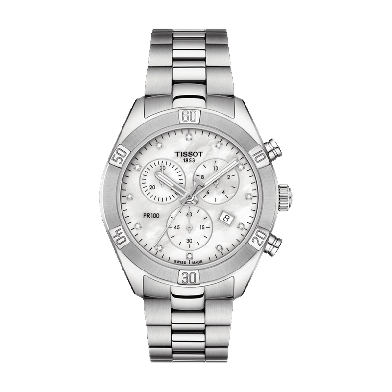 Tissot PR 100 Sport Chic, Zifferblatt Perlmutt, Referenz T101.917.11.116.00, bei Juwelier Krebber in Mönchengladbach-Rheydt