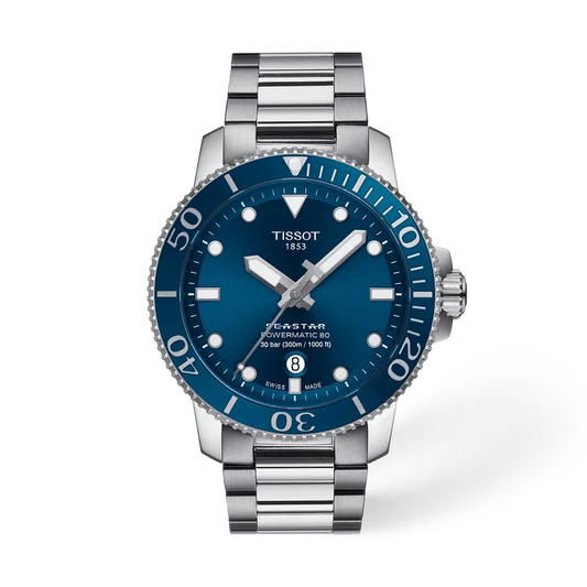 Tissot Seastar 1000 Powermatic 80 43 mm, Zifferblatt Blau, Referenz T120.407.11.041.03, bei Juwelier Krebber in Mönchengladbach-Rheydt