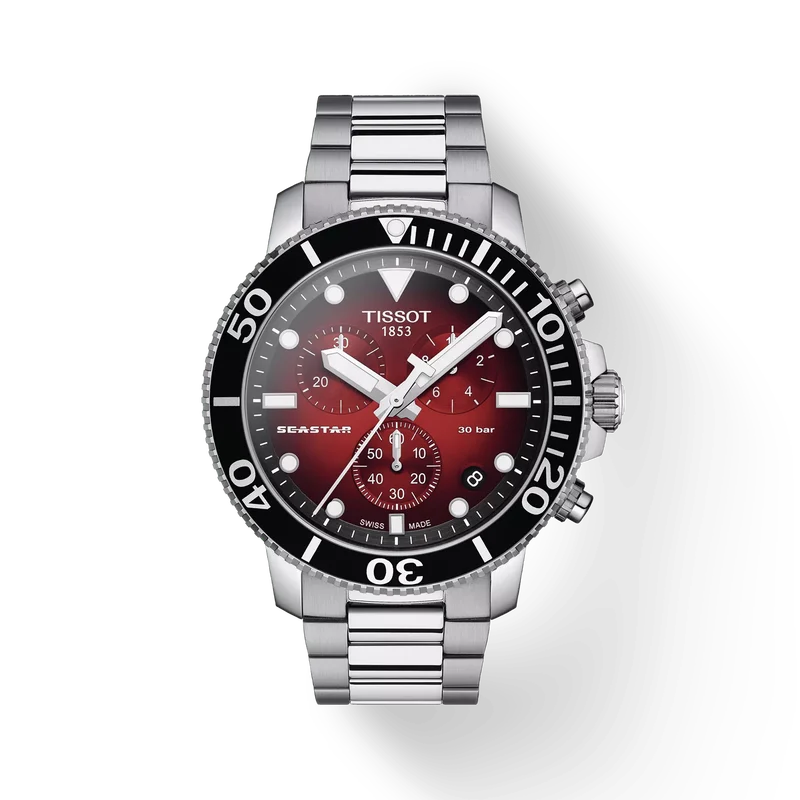 Tissot Seastar 1000 Chronograph 45,5 mm, Zifferblatt Rot, Referenz T120.417.11.421.00, bei Juwelier Krebber in Mönchengladbach-Rheydt