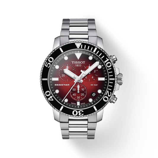 Tissot Seastar 1000 Chronograph 45,5 mm, Zifferblatt Rot, Referenz T120.417.11.421.00, bei Juwelier Krebber in Mönchengladbach-Rheydt
