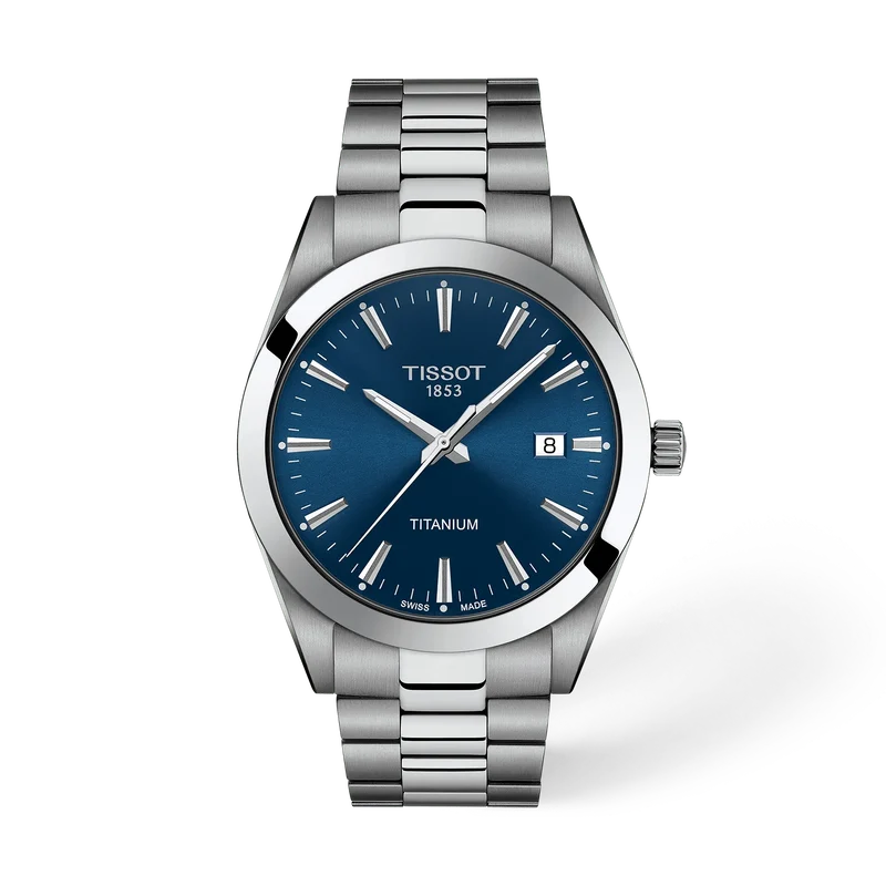 Tissot Gentleman Titanium 40 mm, Zifferblatt Blau, Referenz T127.410.44.041.00, bei Juwelier Krebber in Mönchengladbach-Rheydt