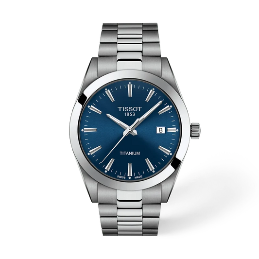 Tissot Gentleman Titanium 40 mm, Zifferblatt Blau, Referenz T127.410.44.041.00, bei Juwelier Krebber in Mönchengladbach-Rheydt