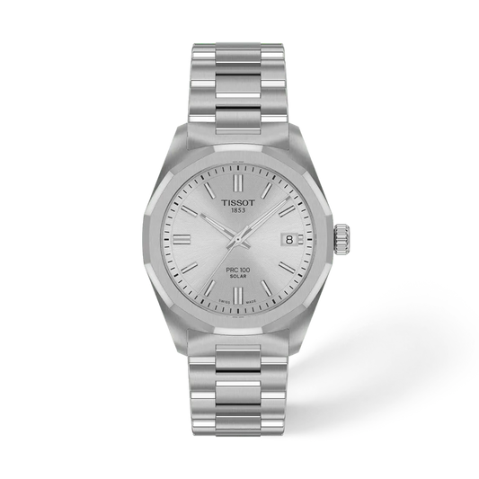 Tissot PRC 100 Solar 39 mm, Zifferblatt Silber, Referenz T151.822.11.031.00, bei Juwelier Krebber in Mönchengladbach-Rheydt