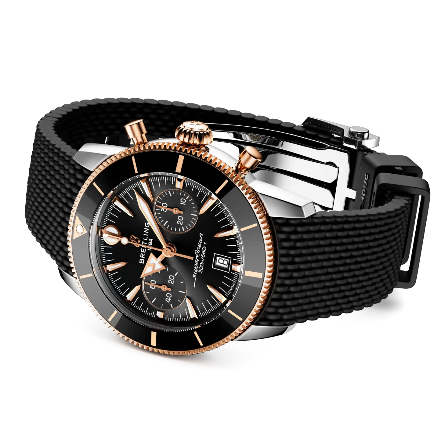 Breitling Superocean Heritage B01 Chronograph 42 mm UB0156H11B1S1 – Ansicht von Gehäuse und Armband bei Juwelier Krebber in Mönchengladbach-Rheydt