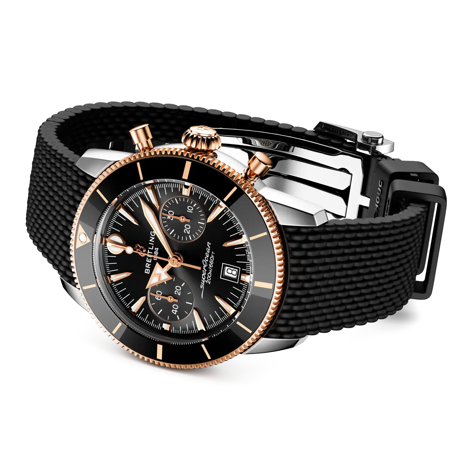 Breitling Superocean Heritage B01 Chronograph 42 mm UB0156H11B1S1 – Ansicht von Gehäuse und Armband bei Juwelier Krebber in Mönchengladbach-Rheydt