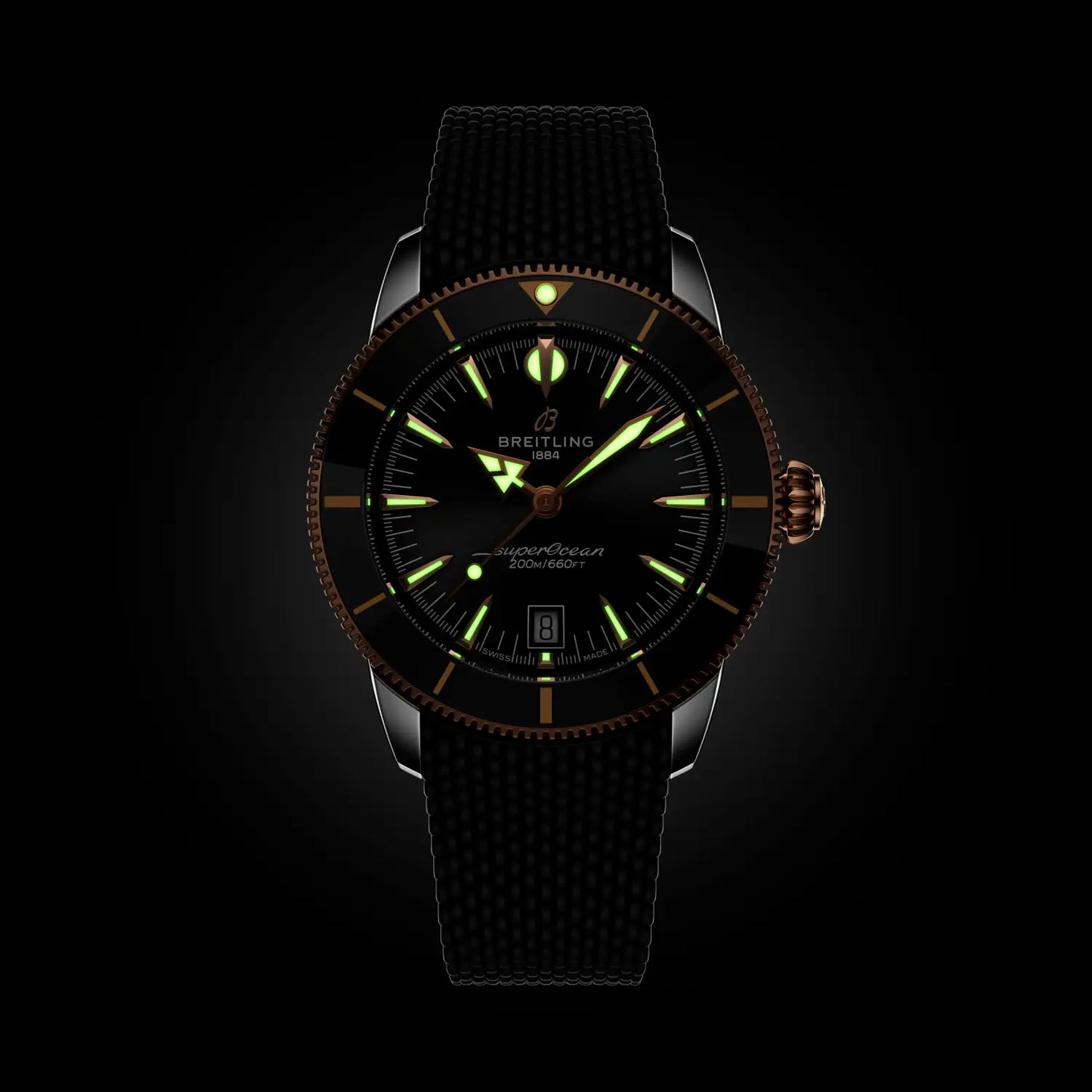 Superocean Heritage B31 Automatic 42 mm UB3111241B1S1 – Ansicht der Leuchtanzeige bei Juwelier Krebber in Mönchengladbach-Rheydt