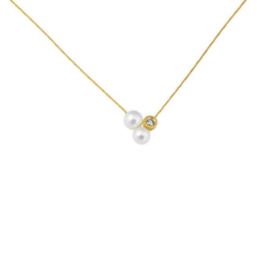 Schmuckwerk Collier Drilling aus Gelbgold mit Süßwasserperlen und Brillant KH 124 G