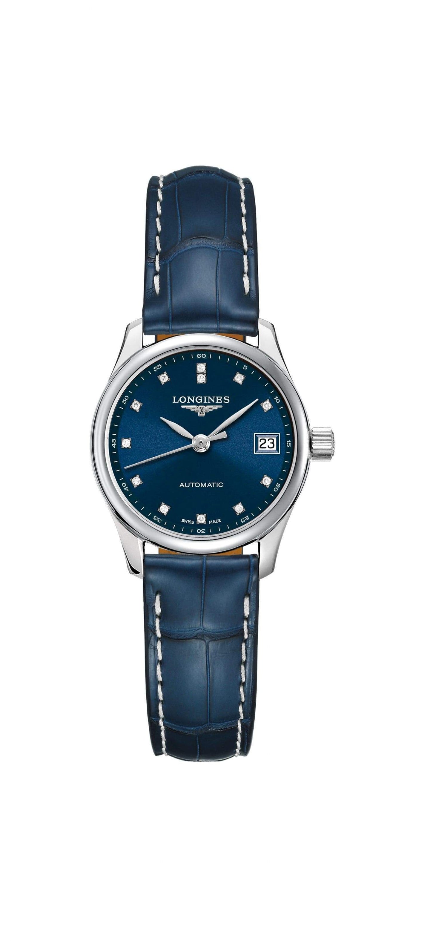 Longines MasterCollection 25mm Lerderband blau