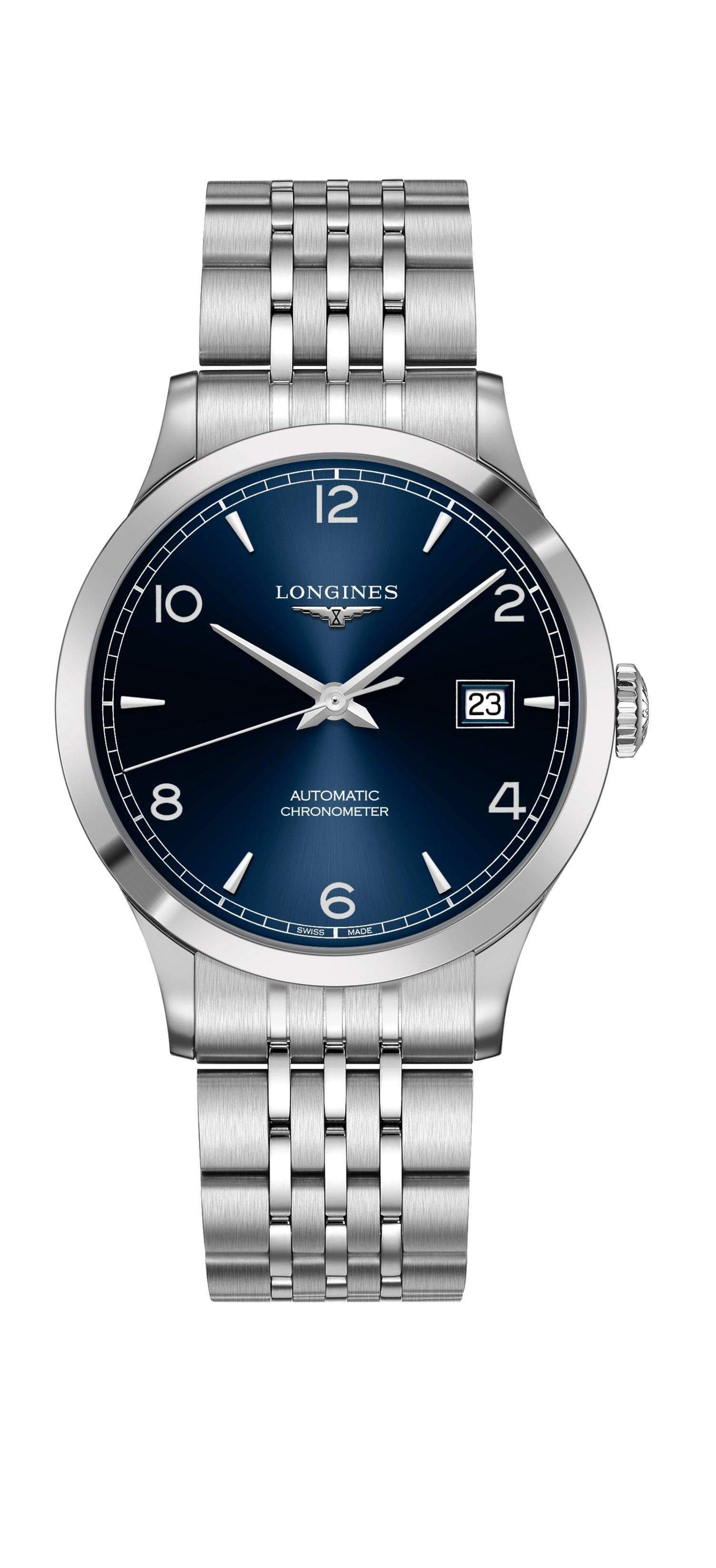 Longines Record blau Stahlband