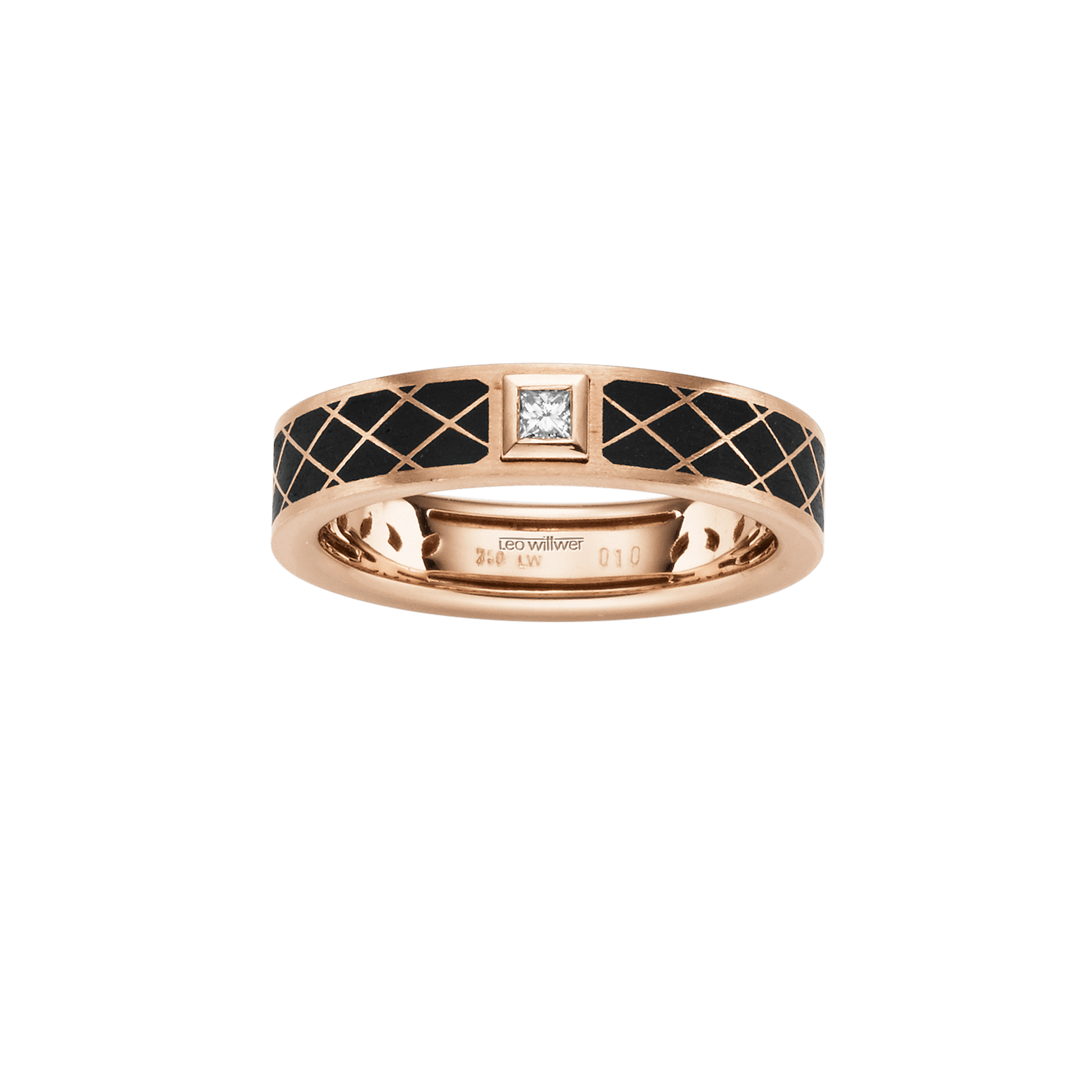 Ring mit Kaltemaille und Prinzess Cut Diamant in Roségold