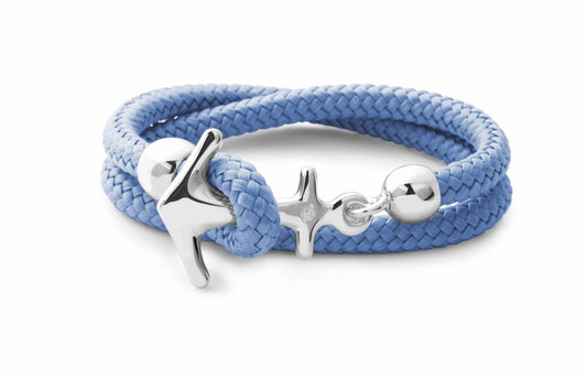 Silbernes Anker Armband in hellblau
